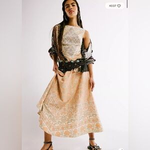Free People Cream and Orange Maxi Dress